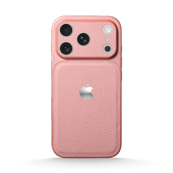 Şeftali Pembesi | iPhone Liçi Dokulu Deri Kılıf