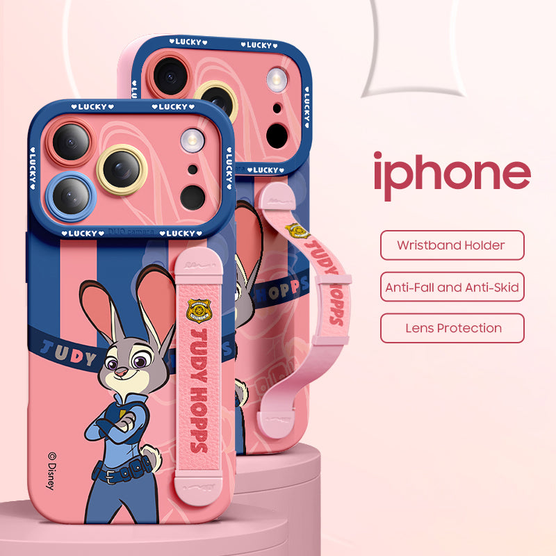 Qumi Zootopia Bileklikli Sıvı Silikon iPhone Kılıfı ürün detay ve kullanım görseli 2