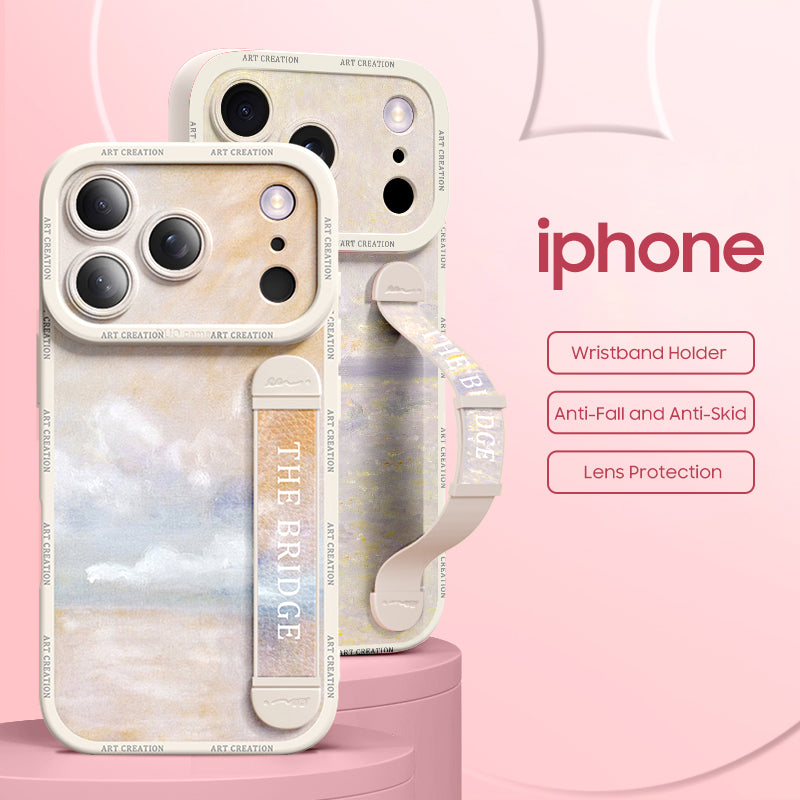 Qumi Sanat Serisi Sıvı Silikon Bileklikli iPhone Kılıfı ürün detay ve kullanım görseli 2