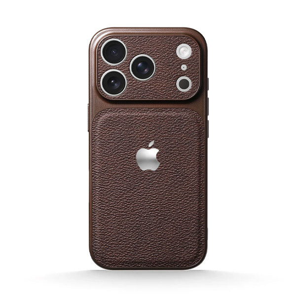 Kahverengi | iPhone Liçi Dokulu Deri Kılıf