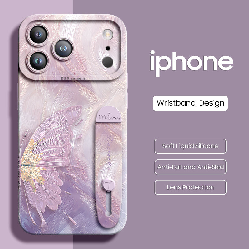 Qumi Bileklikli Sıvı Silikon iPhone Kılıfı ürün detay görseli 1