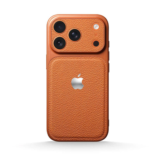 Yıldızlı Turuncu | iPhone Liçi Dokulu Deri Kılıf