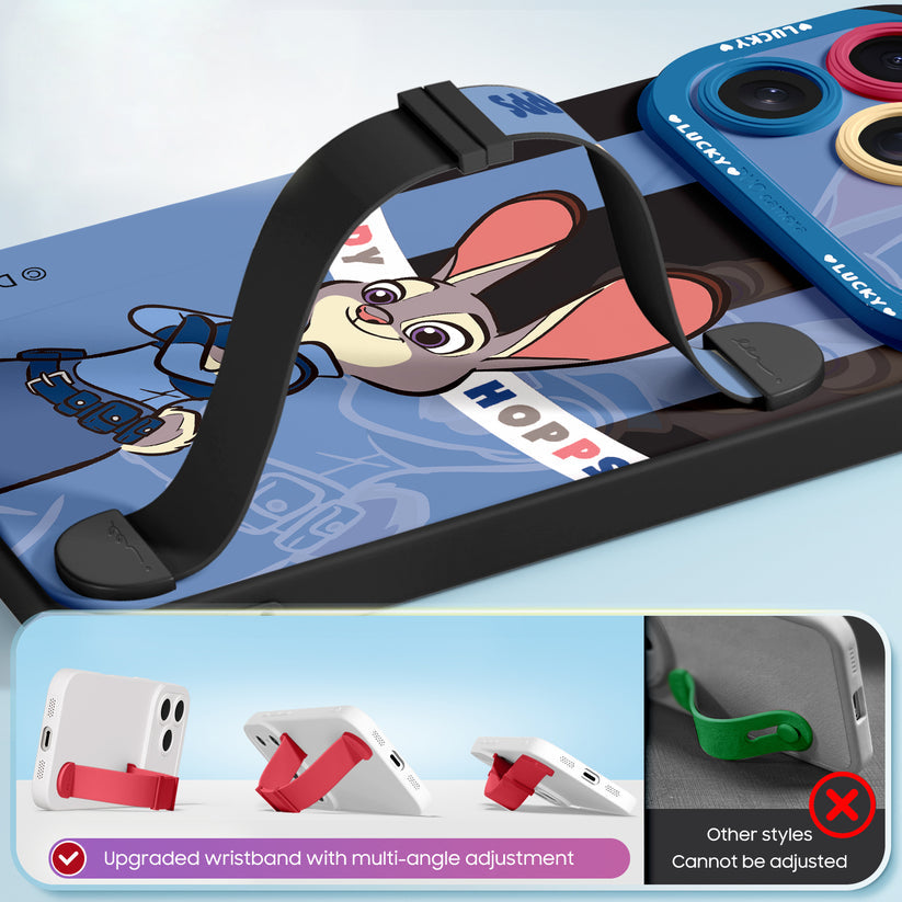 Qumi Zootopia Bileklikli Sıvı Silikon iPhone Kılıfı ürün detay ve kullanım görseli 4