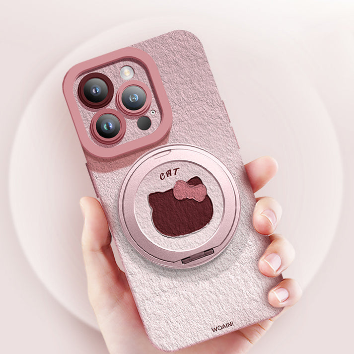Qumi Boyun Askılı Manyetik Döner Braketli Çizgi Film Desenli iPhone Kılıfı - iPhone 17 - Tasarım 04