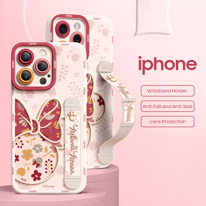 Qumi Minnie Mouse Bileklikli Sıvı Silikon iPhone Kılıfı detay görseli 2