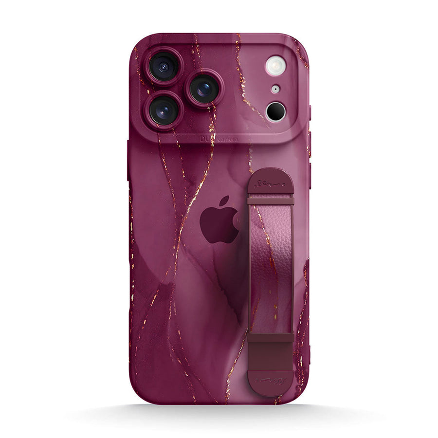 Yaldızlı Erik Kırmızısı | iPhone Serisi Çok İşlevli Bileklikli Kılıf