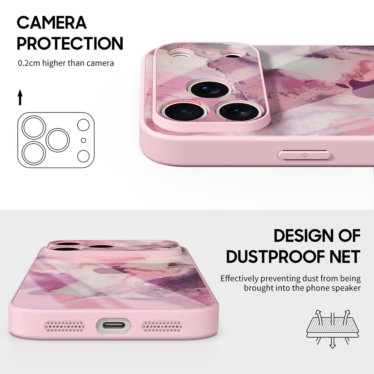 Pembe Yeşim | iPhone Serisi Darbeye Dayanıklı Koruyucu Kılıf