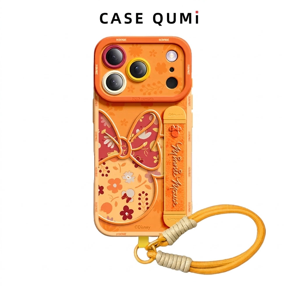 Qumi Minnie Mouse Bileklikli Sıvı Silikon iPhone Kılıfı