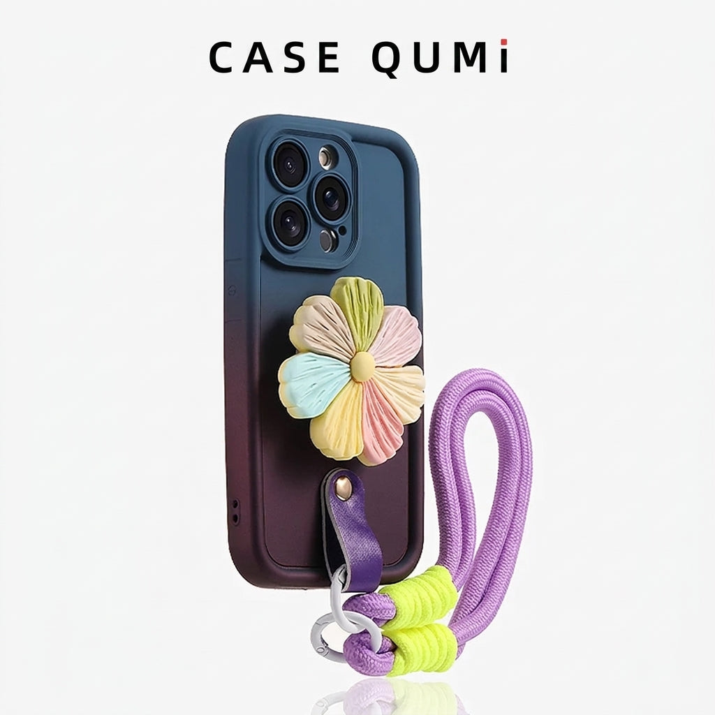 Qumi Gradyan Tasarımlı Sıvı Silikon Askılı iPhone Kılıfı