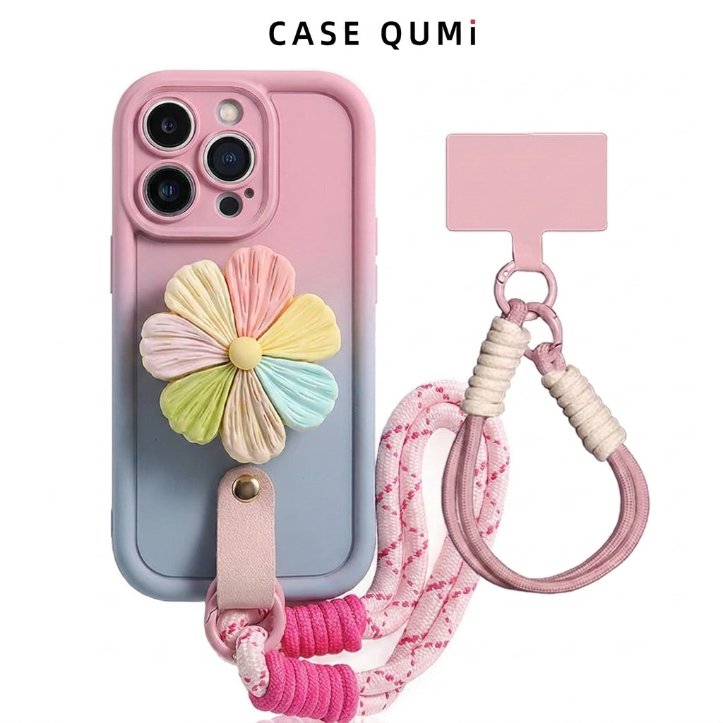 Qumi Gradyan Tasarımlı Sıvı Silikon Askılı iPhone Kılıfı