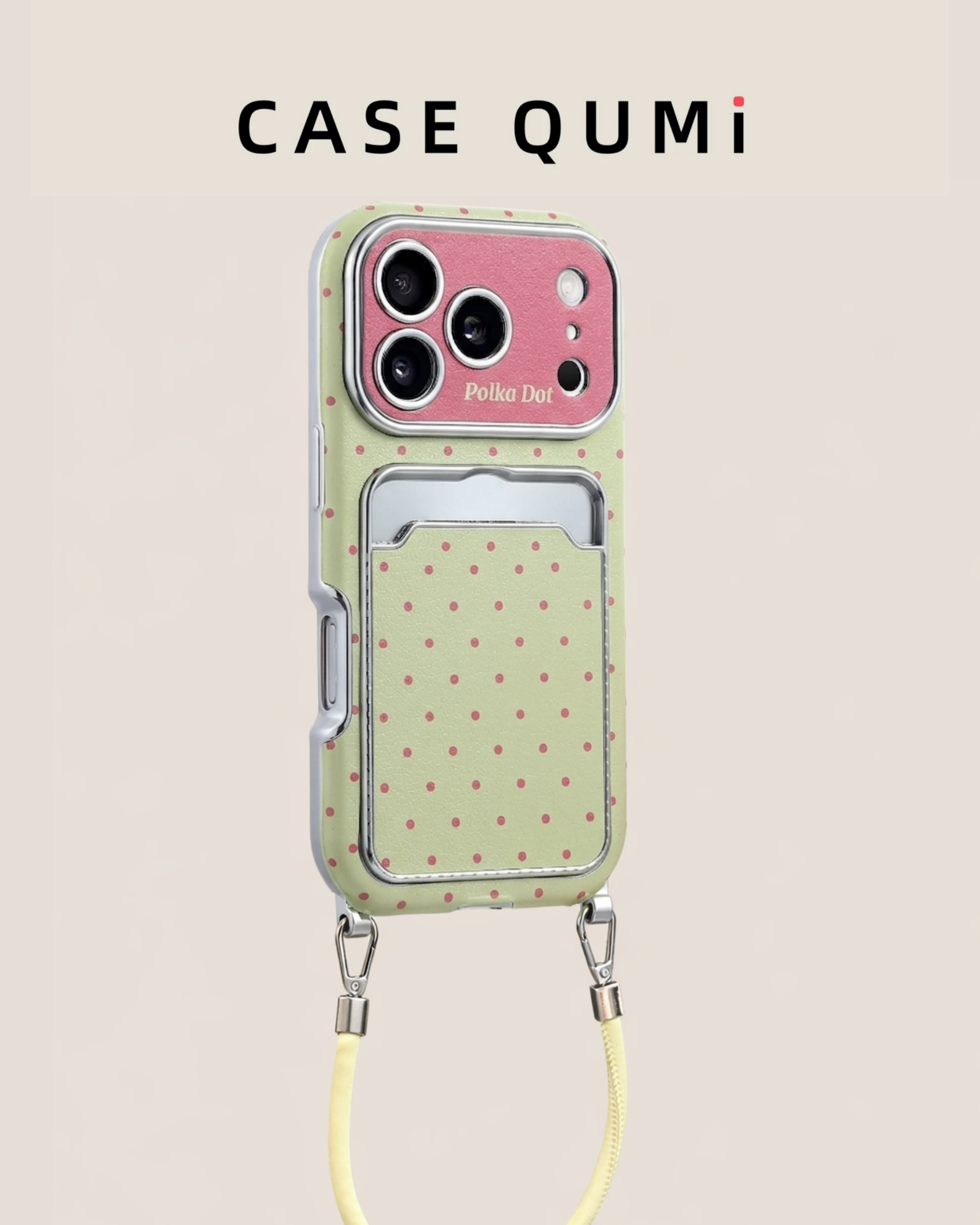 Yeşil Puantiyeli Polka Dot Askılı iPhone Kılıfı