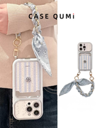 Husă de iPhone cu lanț și nod, cu design floral 3D albastru