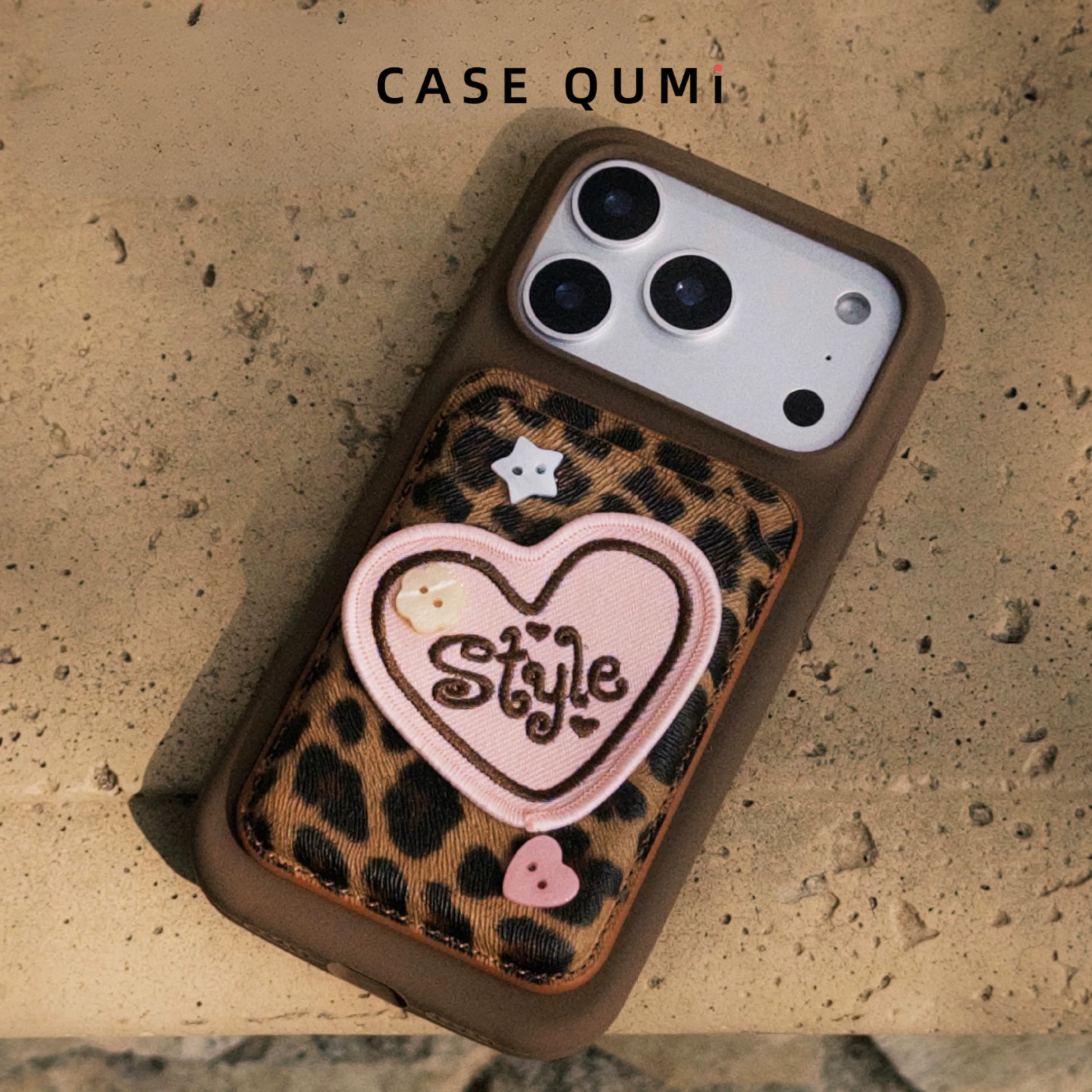 Leopar Desenli Kalp Magsafe Magsafe Kartlık