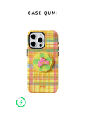 Ufology Original Magnetic Plaid Rabbit Stand Premium iPhone Case