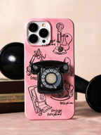 Carcasă premium pentru iPhone cu ilustrații retro de ufologie și margini rotunjite