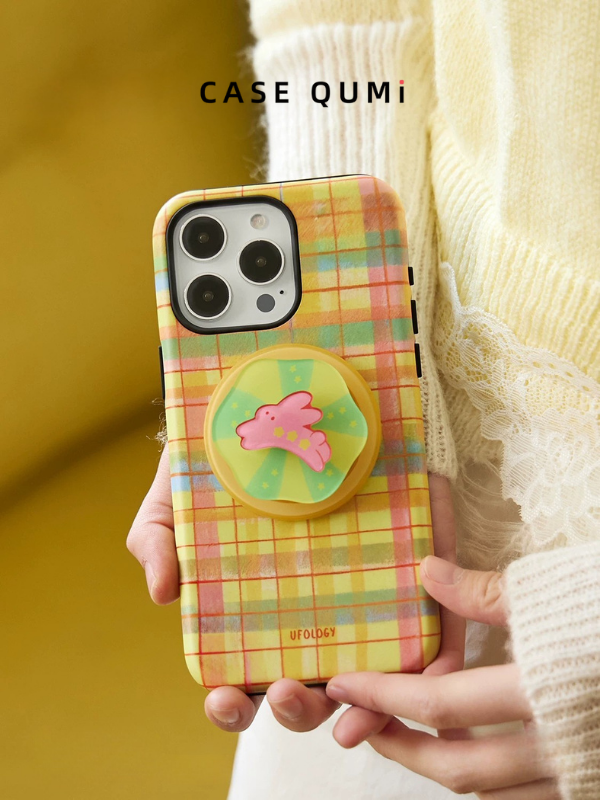 Ufology Original Magnetic Plaid Rabbit Stand Premium iPhone Case