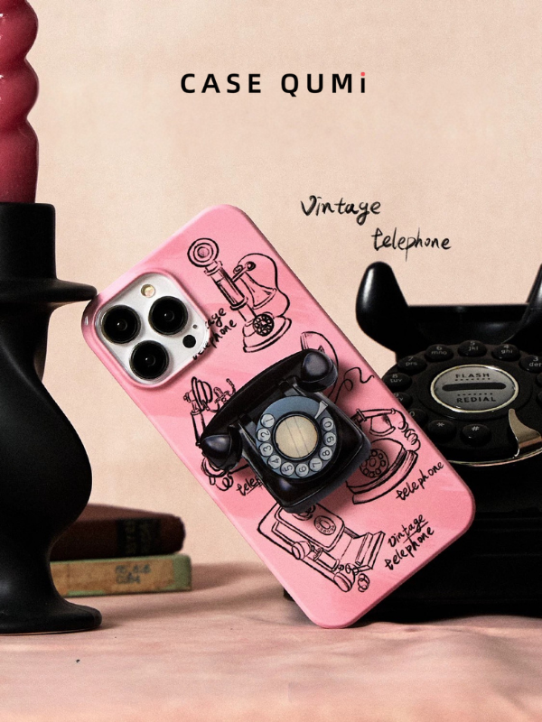 Carcasă premium pentru iPhone cu ilustrații retro de ufologie și margini rotunjite