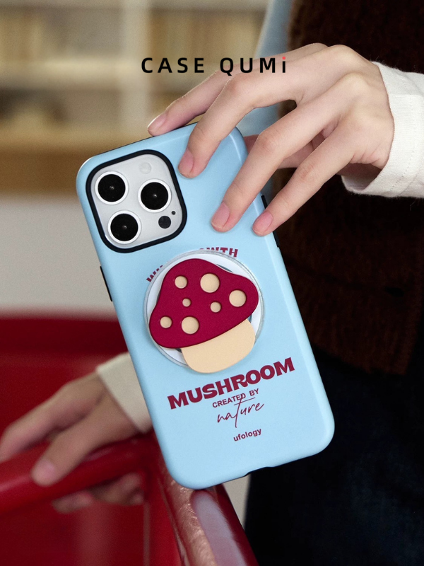 Carcasă de protecție pentru iPhone cu suport magnetic original Ufology, cu formă de ciupercă