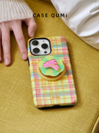 Ufology Original Magnetic Plaid Rabbit Stand Premium iPhone Case