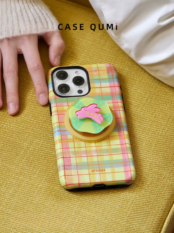 Ufology Original Magnetic Plaid Rabbit Stand Premium iPhone Case