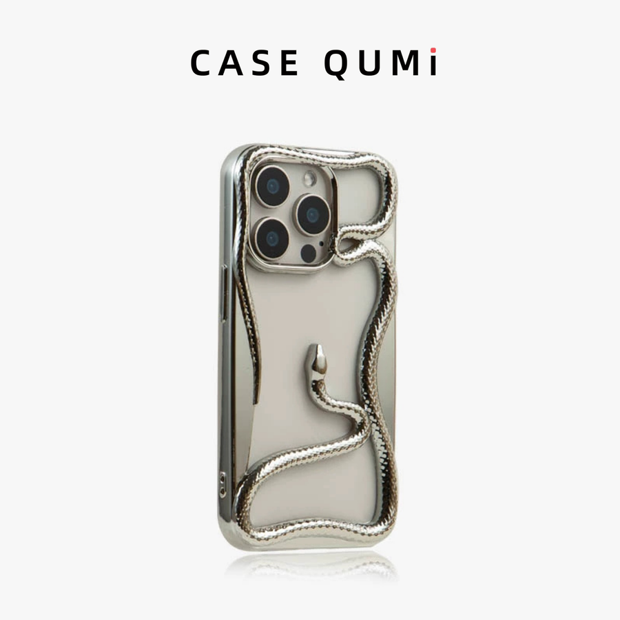 Gümüş Kaplama Yılan Desenli İphone Kılıfı
