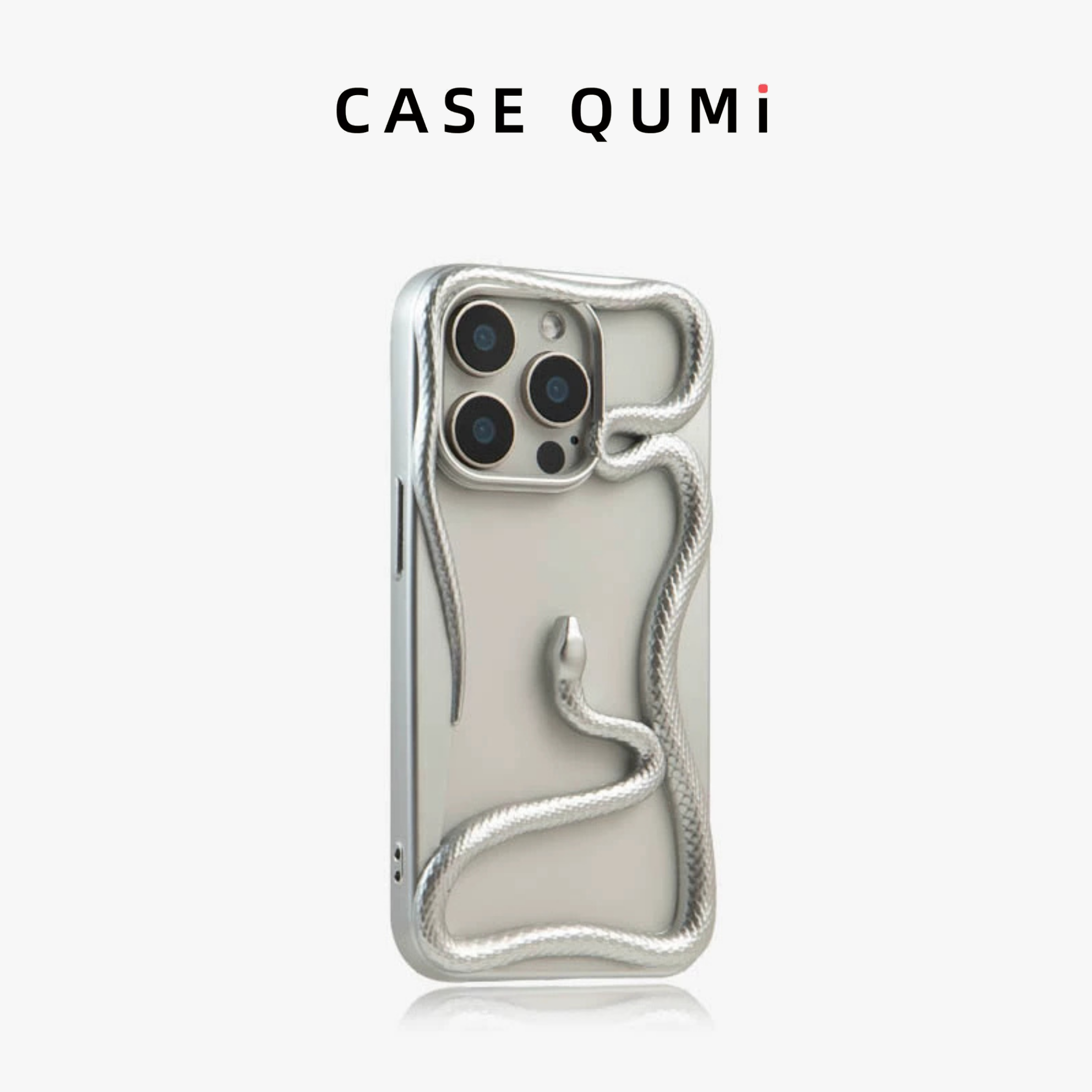 Gümüş Kaplama Yılan Desenli İphone Kılıfı