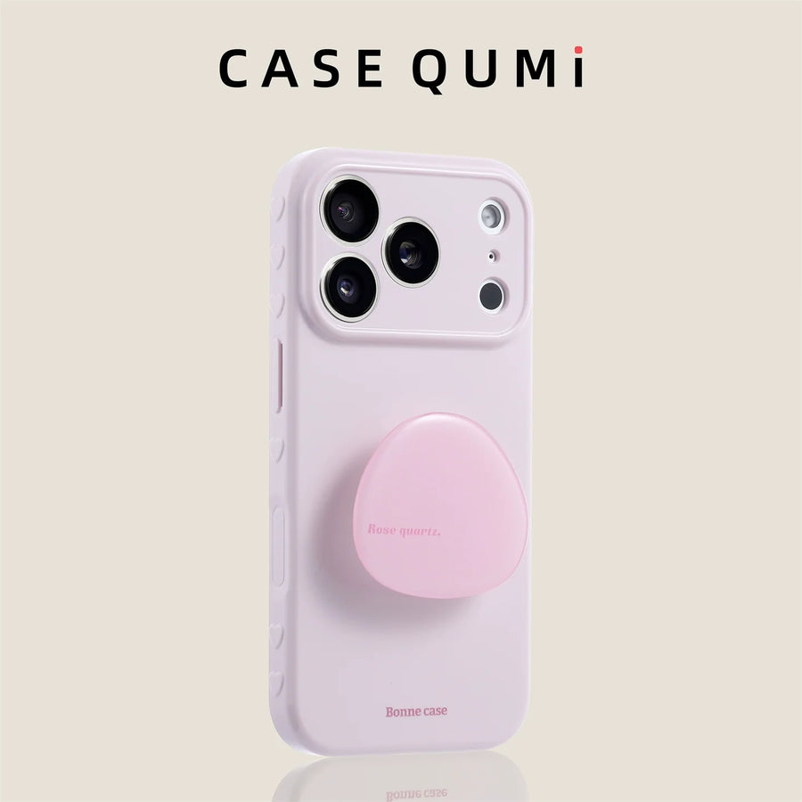 Pembe Kristal Taş Standlı Silikon iPhone Kılıfı