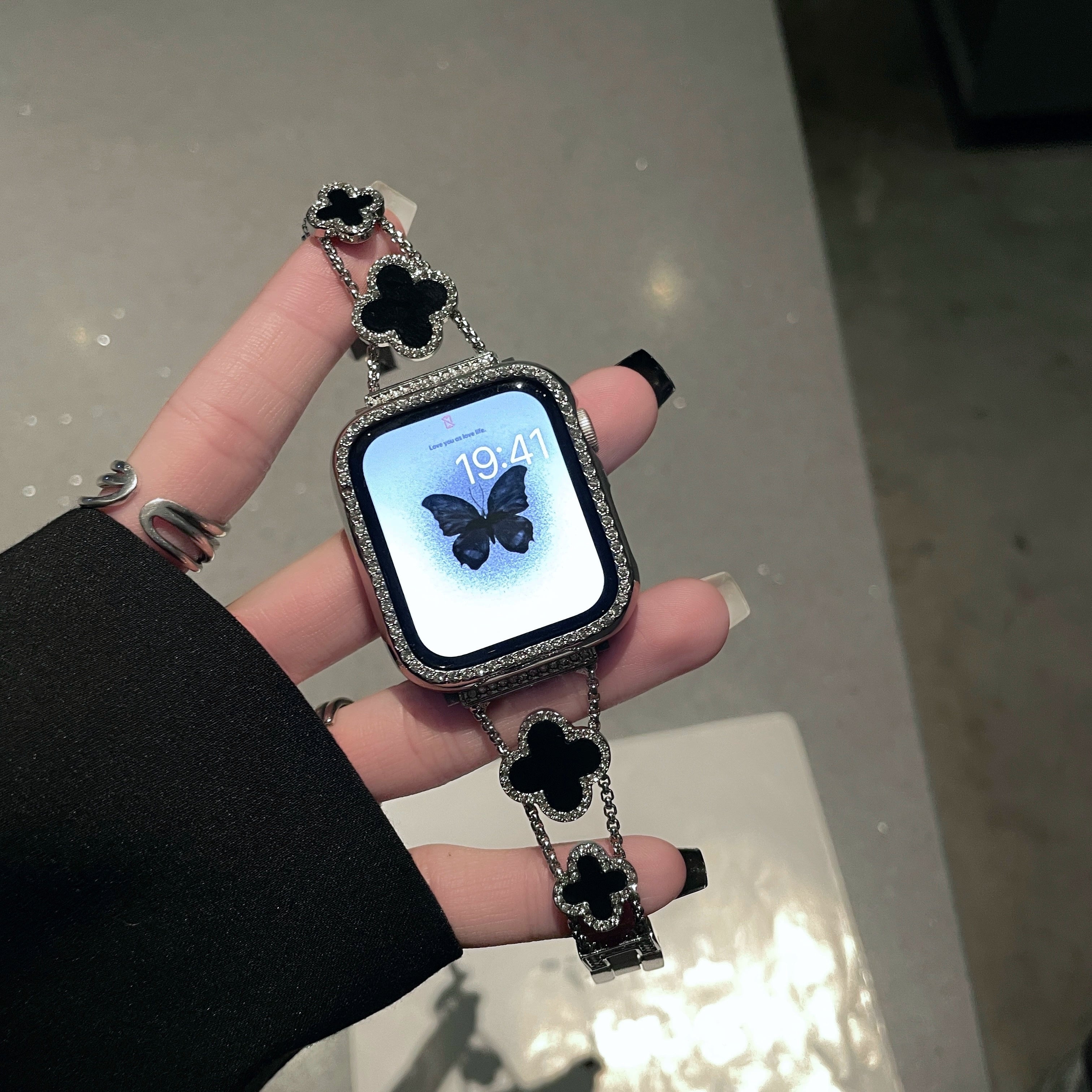 Lüks Yonca Taş Detaylı Bilezik Apple Watch Kordonu