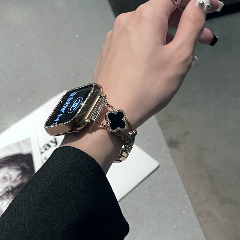 Lüks Yonca Taş Detaylı Bilezik Apple Watch Kordonu