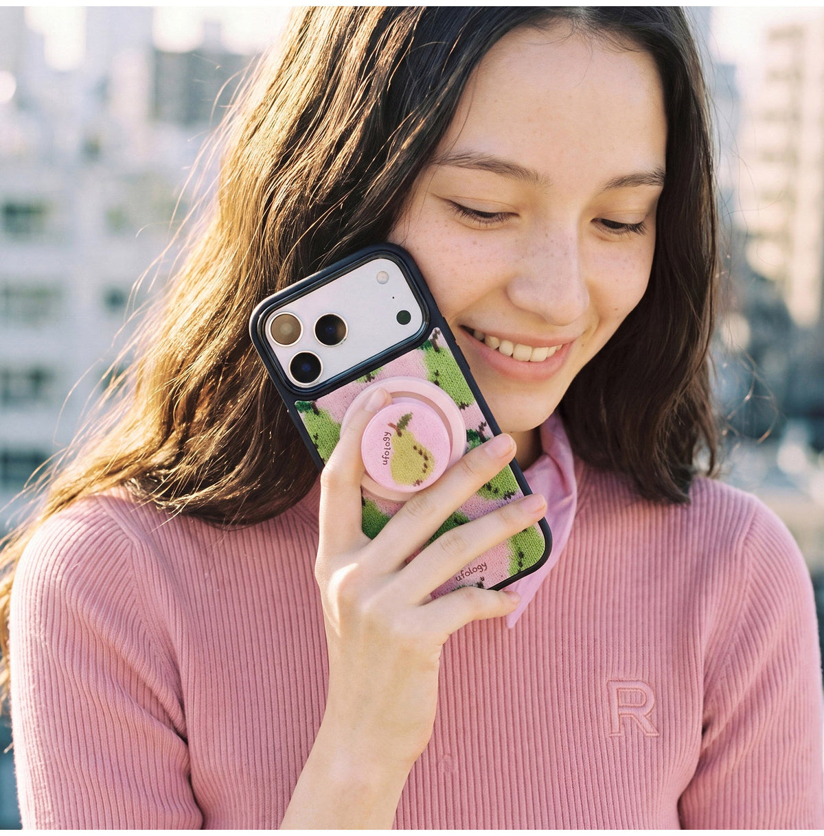 Ufology Örgü Meyve Desenli Manyetik iPhone Kılıfı