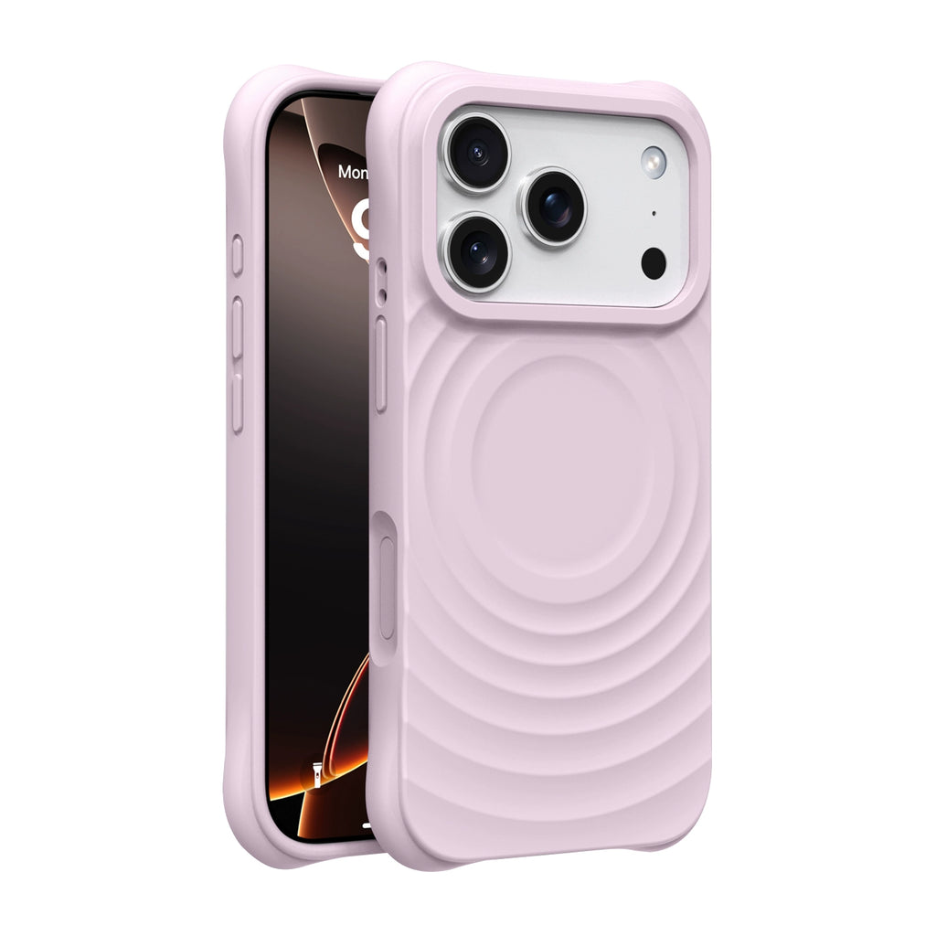 Dalgalı Tasarım Silikon Magsafe Koruyucu Kılıf - Pembe