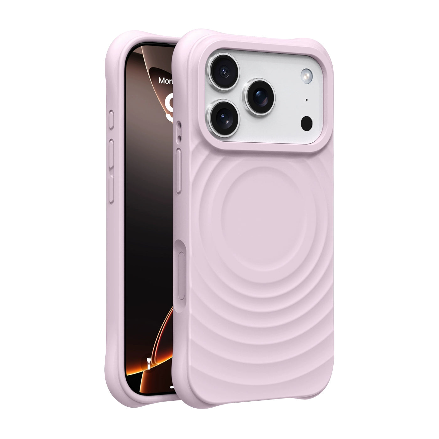 Dalgalı Tasarım Silikon Magsafe Koruyucu Kılıf - Pembe