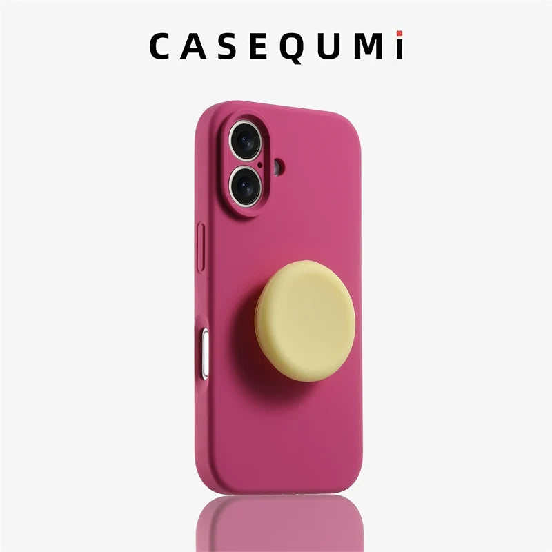 Fuşya Silikon Tutma Aparatlı iPhone Kılıfı