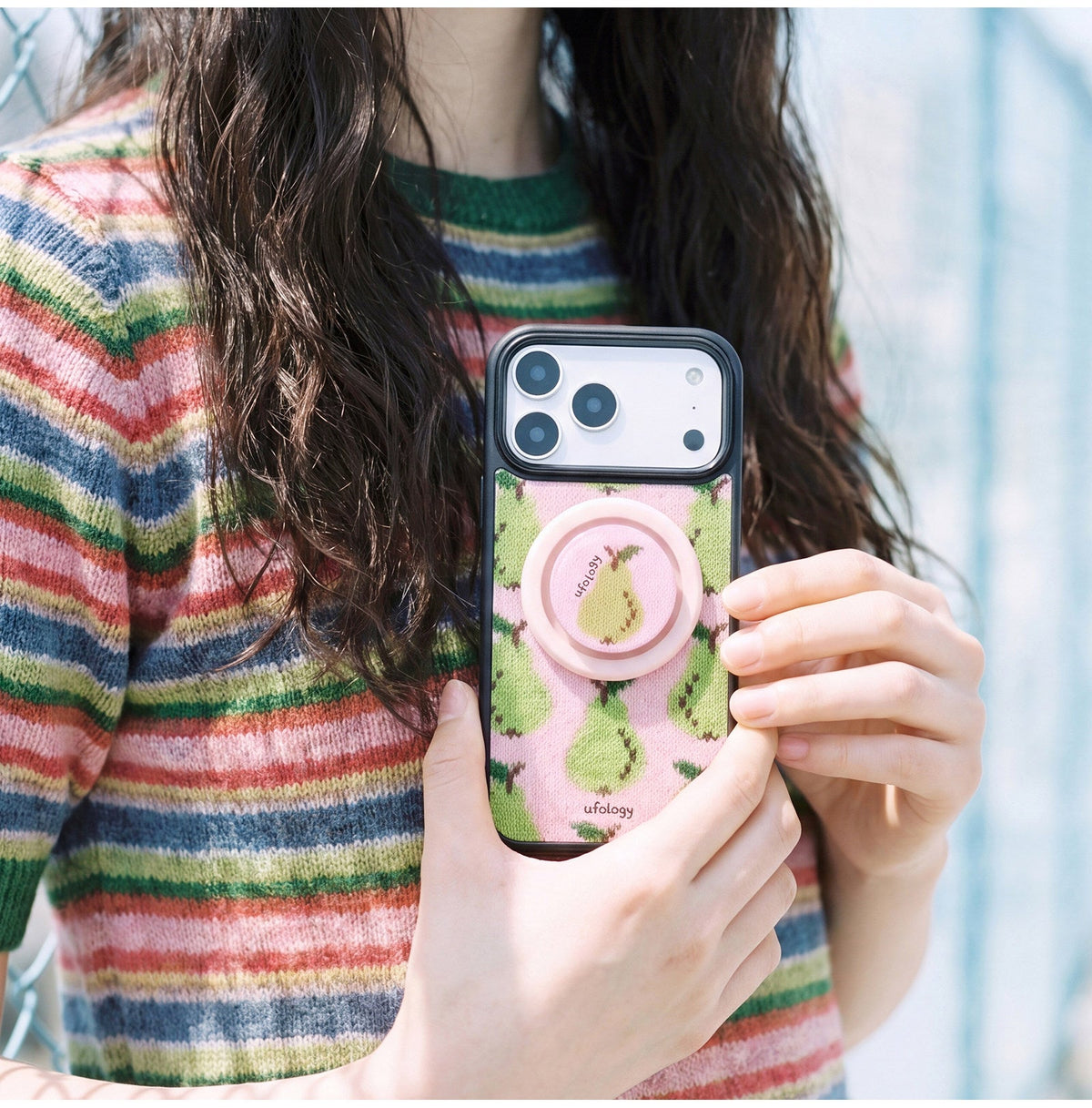 Ufology Örgü Meyve Desenli Manyetik iPhone Kılıfı