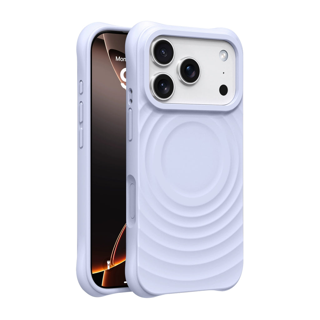 Dalgalı Tasarım Silikon Magsafe Koruyucu Kılıf - Açık Mor