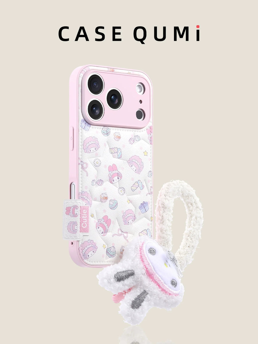 Beyaz Yıldız Desenli My Melody Peluş Askılı iPhone Kılıfı