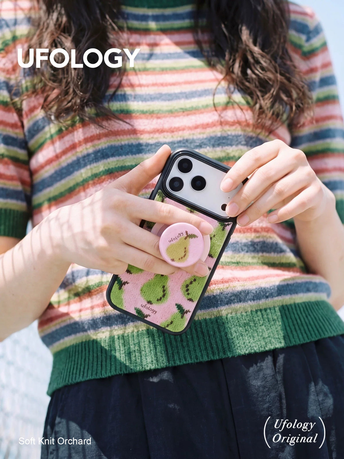 Ufology Örgü Meyve Desenli Manyetik iPhone Kılıfı