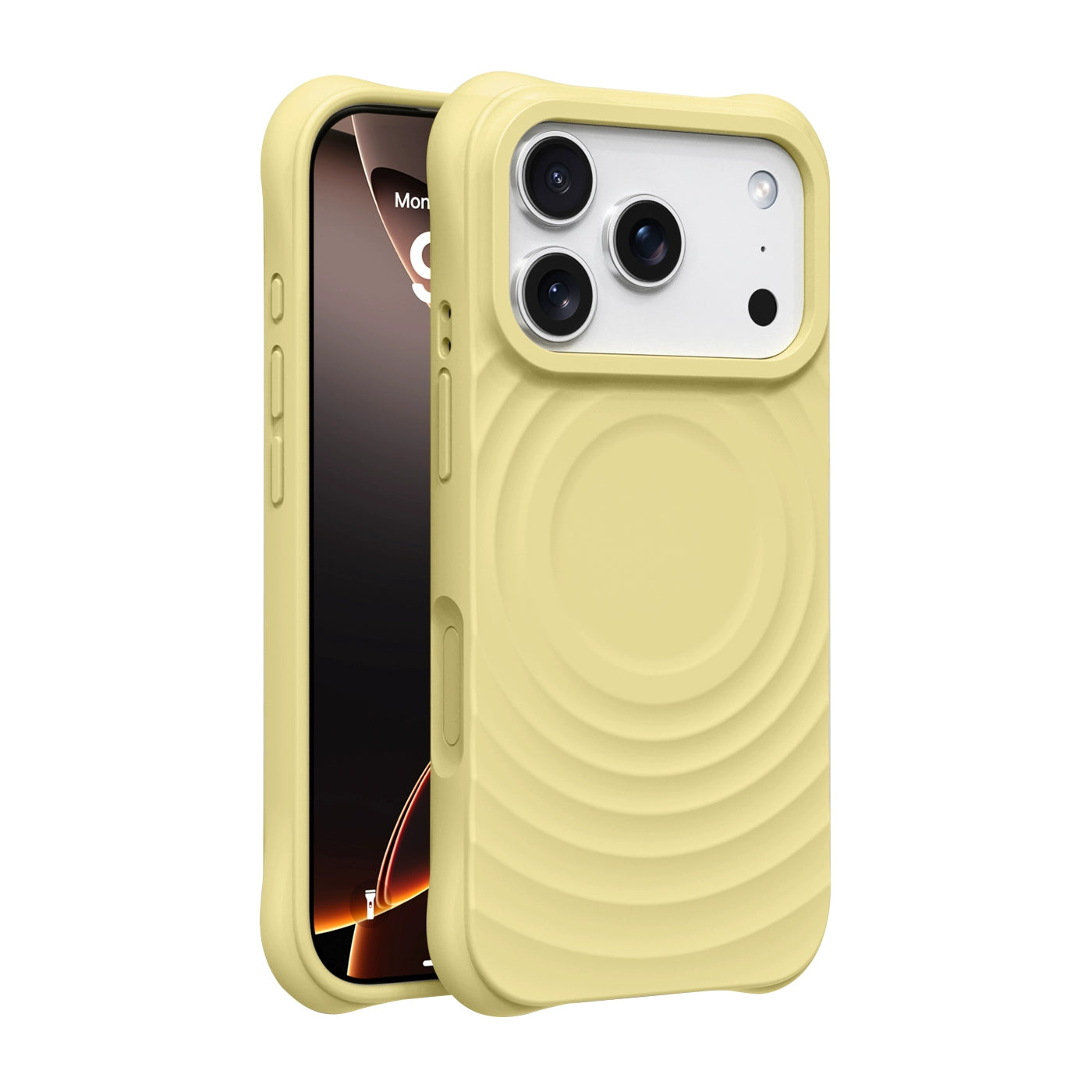 Dalgalı Tasarım Silikon Magsafe Koruyucu Kılıf - Sarı