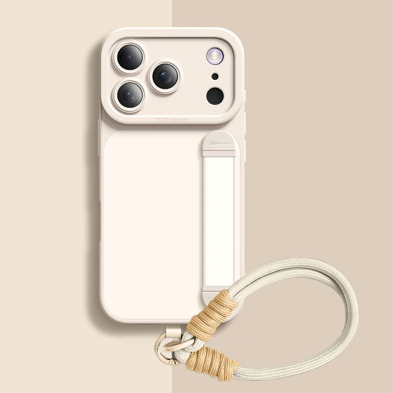 Tasarım 01 Qumi Sıvı Silikon Darbeye Dayanıklı Bileklikli iPhone Kılıfı