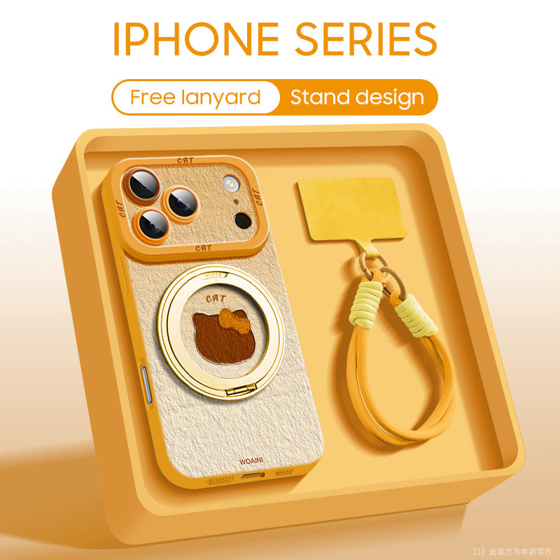 Qumi boyun askılı manyetik döner braketli çizgi film desenli iPhone kılıfı görseli 8
