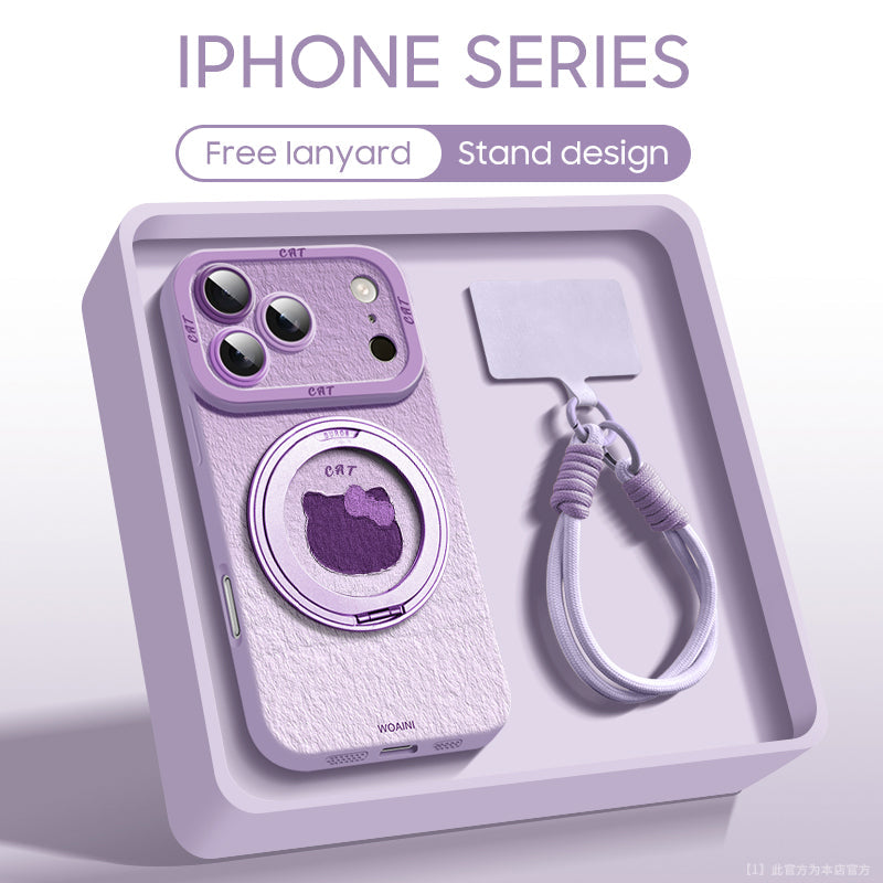 Qumi boyun askılı manyetik döner braketli çizgi film desenli iPhone kılıfı görseli 7