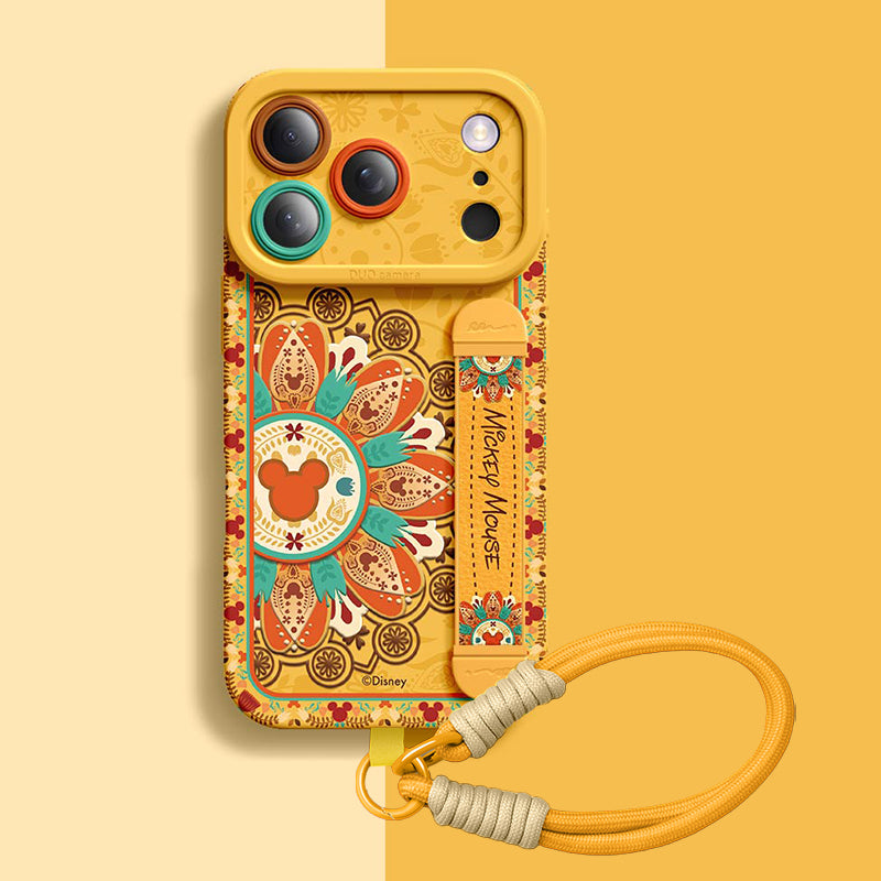 Sarı Qumi Klasik Çizgi Film Desenli Bileklikli iPhone Kılıfı