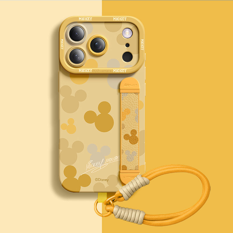 Sarı Qumi Mouse Pop Askılı Standlı iPhone Kılıfı - kamera korumalı bilek askılı telefon kılıfı