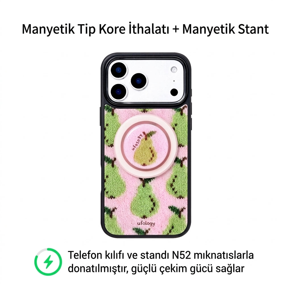 Ufology Örgü Meyve Desenli Manyetik iPhone Kılıfı