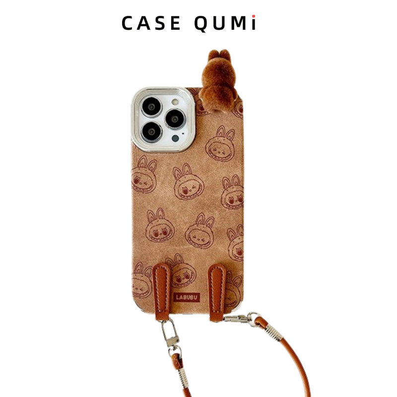 Sevimli Peluş Figür Askılı iPhone Kılıfı