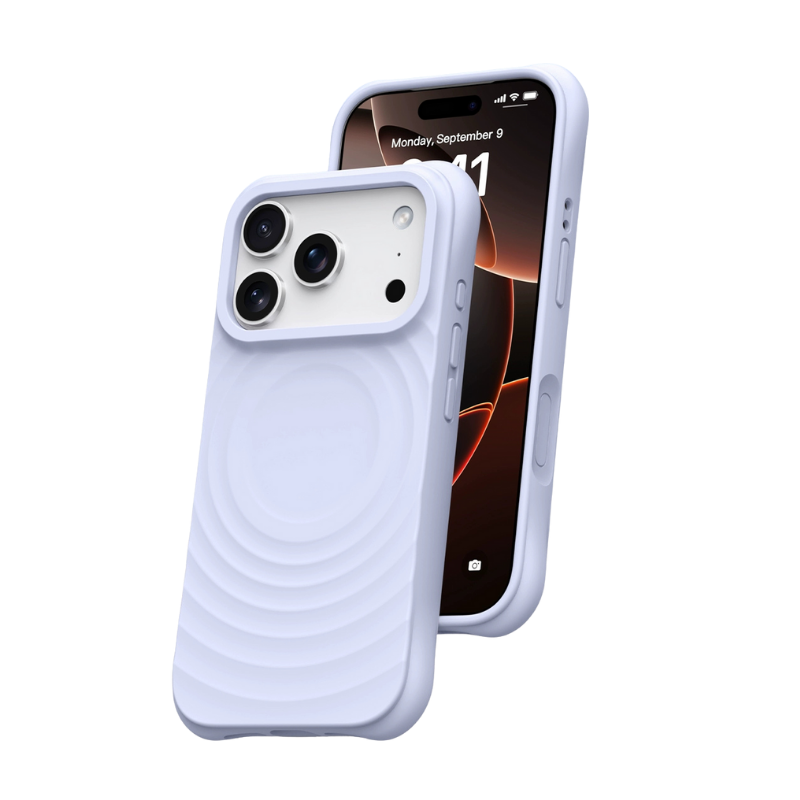 Dalgalı Tasarım Silikon Magsafe Koruyucu Kılıf - Açık Mor