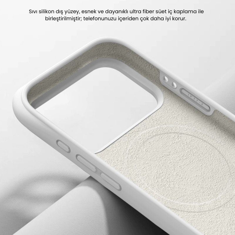 Dalgalı Tasarım Silikon Magsafe Koruyucu Kılıf - Siyah