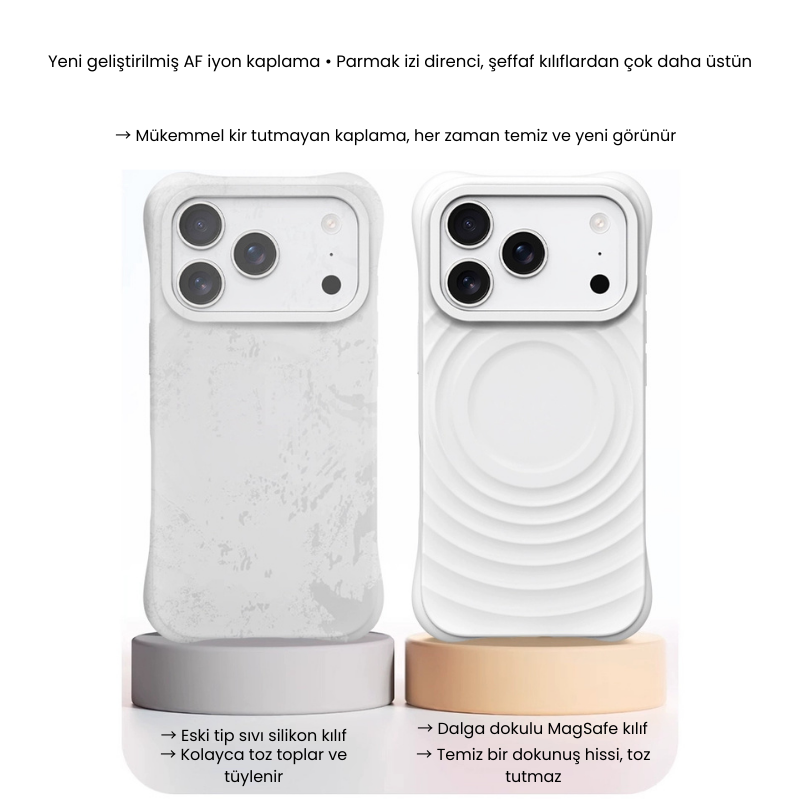 Dalgalı Tasarım Silikon Magsafe Koruyucu Kılıf - Siyah