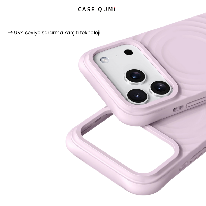 Dalgalı Tasarım Silikon Magsafe Koruyucu Kılıf - Beyaz