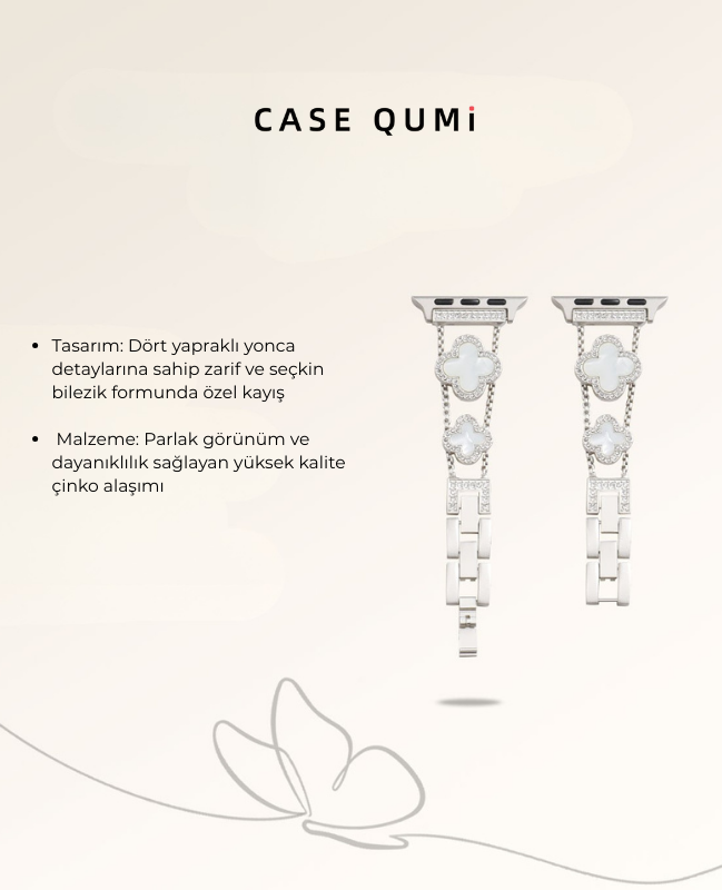 Lüks Yonca Taş Detaylı Bilezik Apple Watch Kordonu